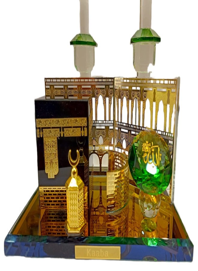AUGEN Crystal Glass Decorative Gold Plated Kaaba Mecca Showpiece Medium Size (Transparent)(10018) - Image 5